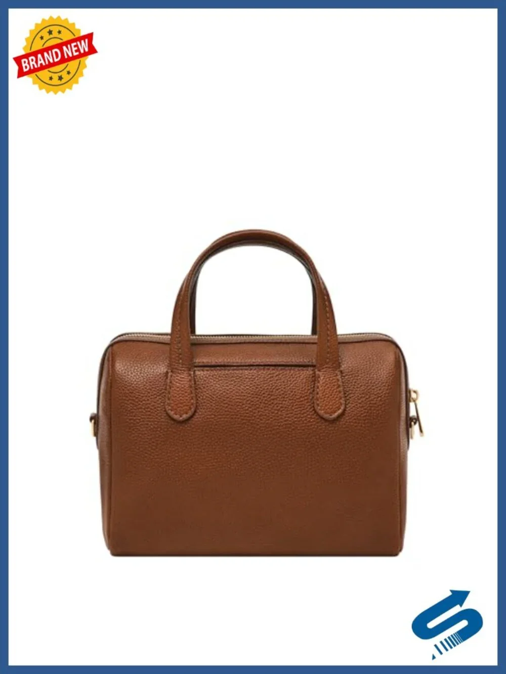Genuine Leather Patchwork Satchel with Crossbody Strap